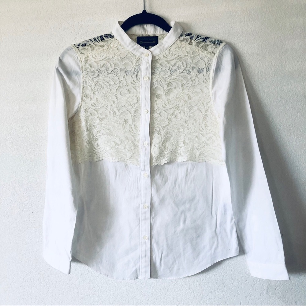 Vintage lace button down blouse